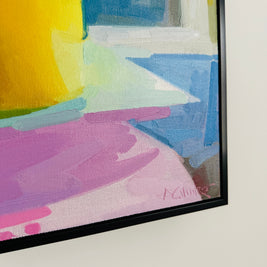 Yellow Vase, Pink, and Blue